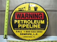 METAL PIPELINE ROUND SIGN