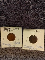 LOT OF 2 INDIAN HEAD PENNY'S