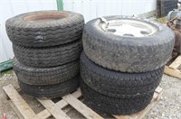 4 Tires w/Rims  8-14.5 LT & Assorted Tires