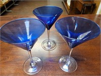 Cobalt blue margarita glasses set of 3