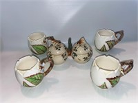 CERAMIC BEE HAND PAINTED CUPS AND SUGAR HOLDERS