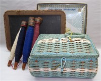Sewing Box, Bobbins, Chalkboard