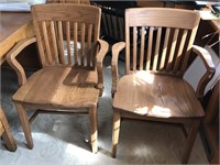 Two matching oak desk chairs
