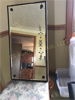 Antique Wood Frame Etched Mirror