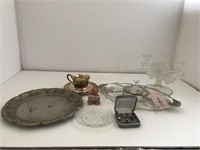 Misc. silver and glass pieces