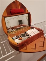 Heart shaped cedar sewing box