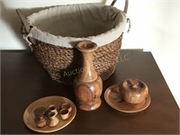 Bangledesh handmade wooden plates, decanter