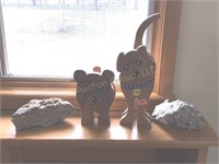 Wooden Animal Features, 2 decorative rocks