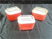 Pyrex Set of 3 red refrigerator boxes