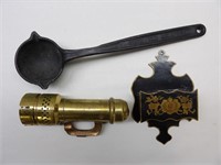 Brass Light, Match Holder, & Ladle