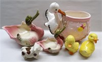 Hull Swans, Lefton Planter, Duck & Cow