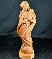 CARVED VIRGIN MARY WOOD STATUE