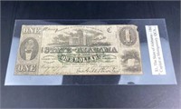 1863 Confederate State Alabama $1 Note - Scarce