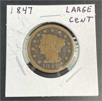 1847 Braided Hair Large U.S. Cent