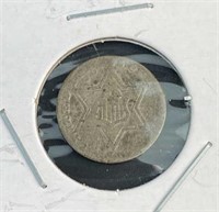 1858 3c Silver Piece - Trime Three Cent U.S.