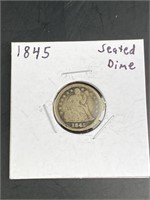 1845 Seated Liberty Dime U.S. 10c Coin