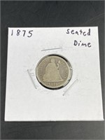 1875 Seated Liberty Dime U.S. 10c Coin