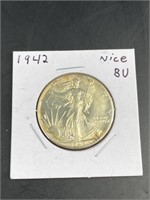 1942 Walking Liberty Silver Half Dollar BU
