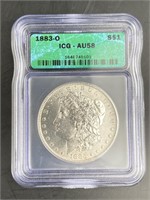 1883-O Morgan Silver $1 Dollar U.S. Coin AU58 ICG