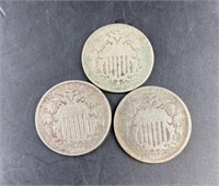 (3) U.S. Civil War Era Shield Nickels