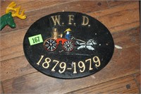 w. f.d. fire house sign 1879 to 1979