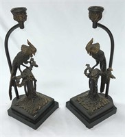 Bronze Bird Candle Holder Pair