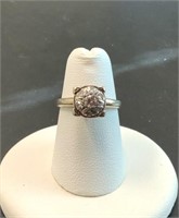 14 kt Vintage White Gold Diamond Cluster Ring