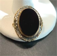 14 kt Vintage Onyx Pendant/Pin