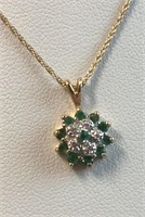 14 kt Diamond and Emerald Pendant