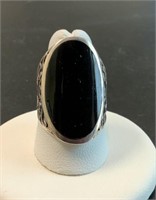 Sterling Filigree and Onyx Ring