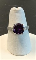 Sterling Ring with Round Cut Amethyst