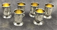 Six Small Sterling Beakers