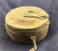 Vintage Handmade Coiled Basket with Lid