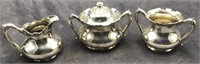 Silverplate Covered Sugar, Creamer and Waste Bowl