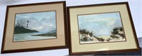 Pair Jerry Miller Framed Watercolors