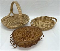 Two Sweetgrass Baskets, Oriental Crab Basket