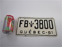 Plaque Québec vintage 1961