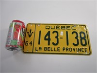 Plaque Québec vintage 1964