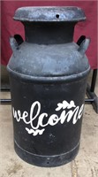 Antique Painted Welcome Milk Can