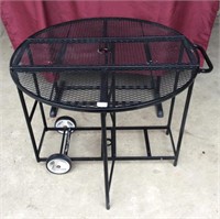 Metal Drop Leaf Rolling Patio Serving Cart