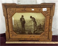 Antique Reverse Painted on Glass Farmer Art