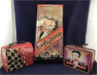 Three Betty Boop Items- Rag Doll, Coke Lunch
