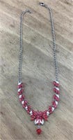 Silver-Tone Multi Stone Ruby Necklace