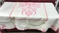 1 of 2 Vntg Pink Cross Stitch Embroidered Quilts