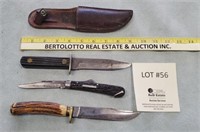 3 Hunting Knives with 1 Sheath