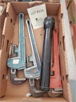 3- Pipe Wrenches & Mag Light