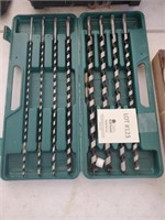 Group of Wood Drill Bits with Case