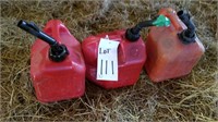 Set of 3 Gas cans, 2 gallon, plastic