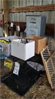 Large lot of pet supplies, carrier cage, feeder,
