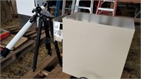 Metal file cabinet (2 drawer) & telescope